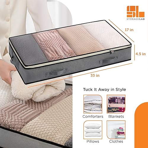 Miniatura 15 de storageLAB Contenedores de almacenamiento debajo de la cama, organizadores de armario y contenedores de almacenamiento, paquete de 2 organizadores