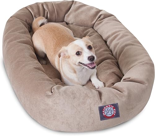 Miniatura 32 de Majestic Pet Cama para perro calmante de microterciopelo de 40 pulgadas, lavable – Acogedora cama redonda suave para perros con borde elevado para