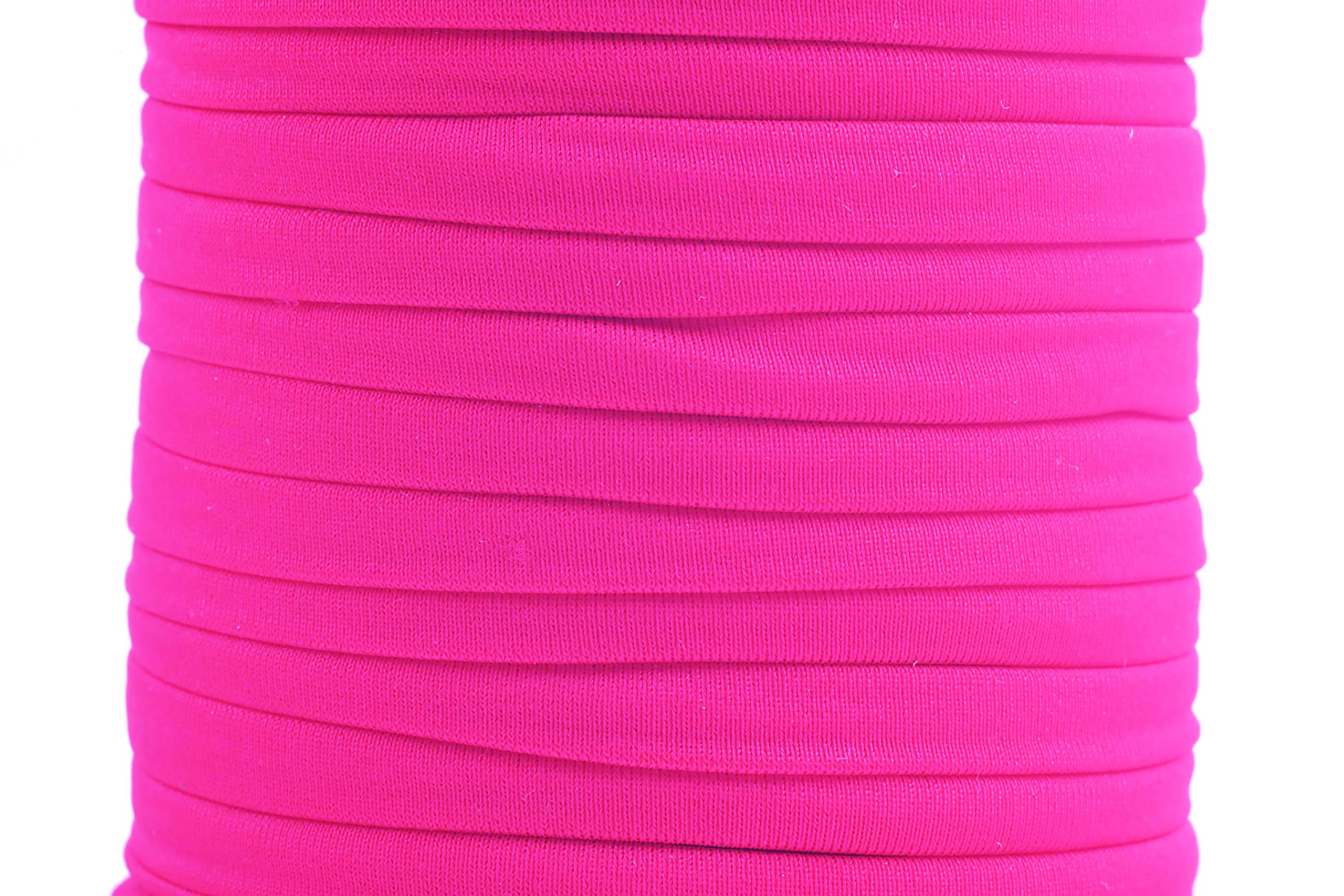 KONMAY 1 Roll 20 Yards 5.0mm Rose Flat Soft Spandex Nylon Fabric Elastic Stretchy Cord for Sewing, Crafting and Sewing