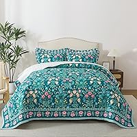 Vista 42 de HoneiLife - Juego de edredón de 3 piezas, colcha de microfibra, reversible, con estampado floral, para todas las estaciones, estilo acuarela