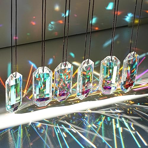 Miniatura 3 de HDCRYSTALGIFTS 6 Pack 3'' Crystal Sun Catchers, Rainbow Maker Hanging Crytals for Windows Sticks Prism Suncatchers for Garden Home Decor Glass 6