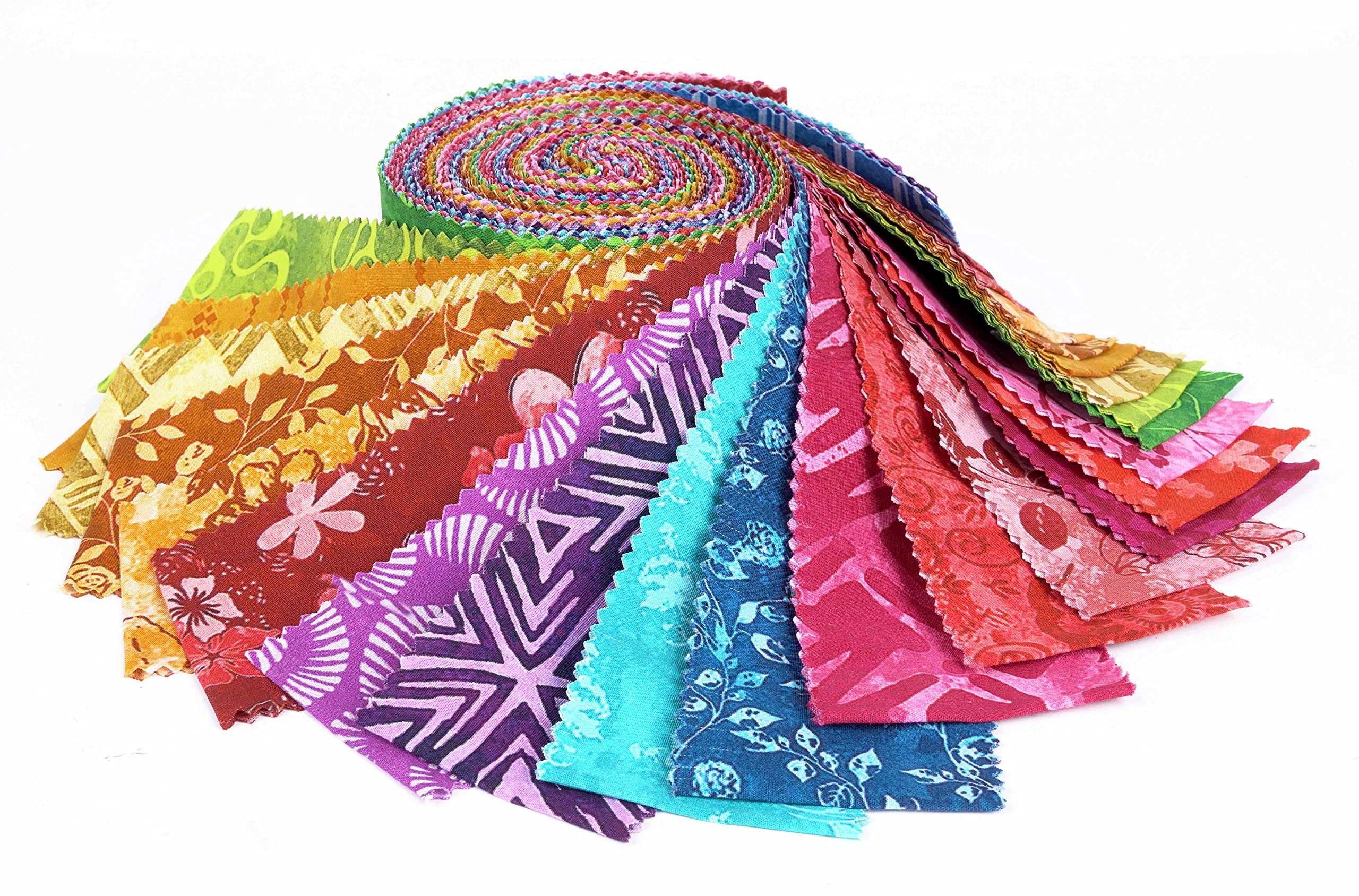 Soimoi 40Pcs Batik Print Cotton Precut Fabrics for Quilting Craft Strips 2.5x42inches Jelly Roll - Red - Image 3
