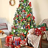 Vista 4 de Paquete de 16 piezas de tela de algodón con diseño de muñeco de nieve y copo de nieve con estampado de árbol de Papá Noel, tela acolchada