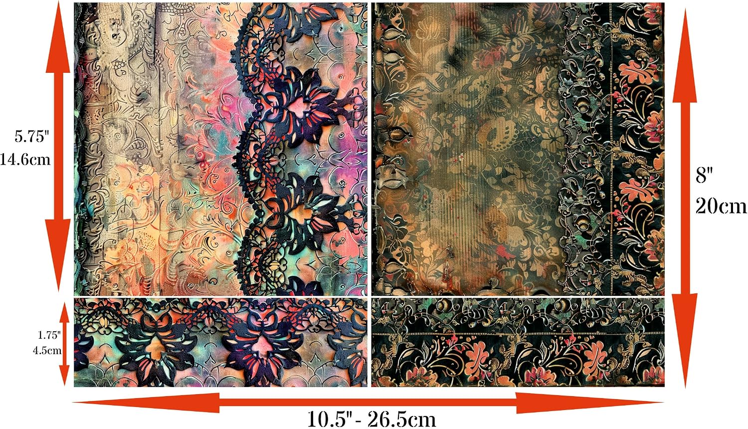 Gothic Grunge Decoupage Rice Papers, 8 x 11.5 inch (A4) - 4 Sheets | 16 Pieces | 8 Unique Designs | Versatile Christmas Designs for Art Projects & Crafting by CRAFT KREATIVELY