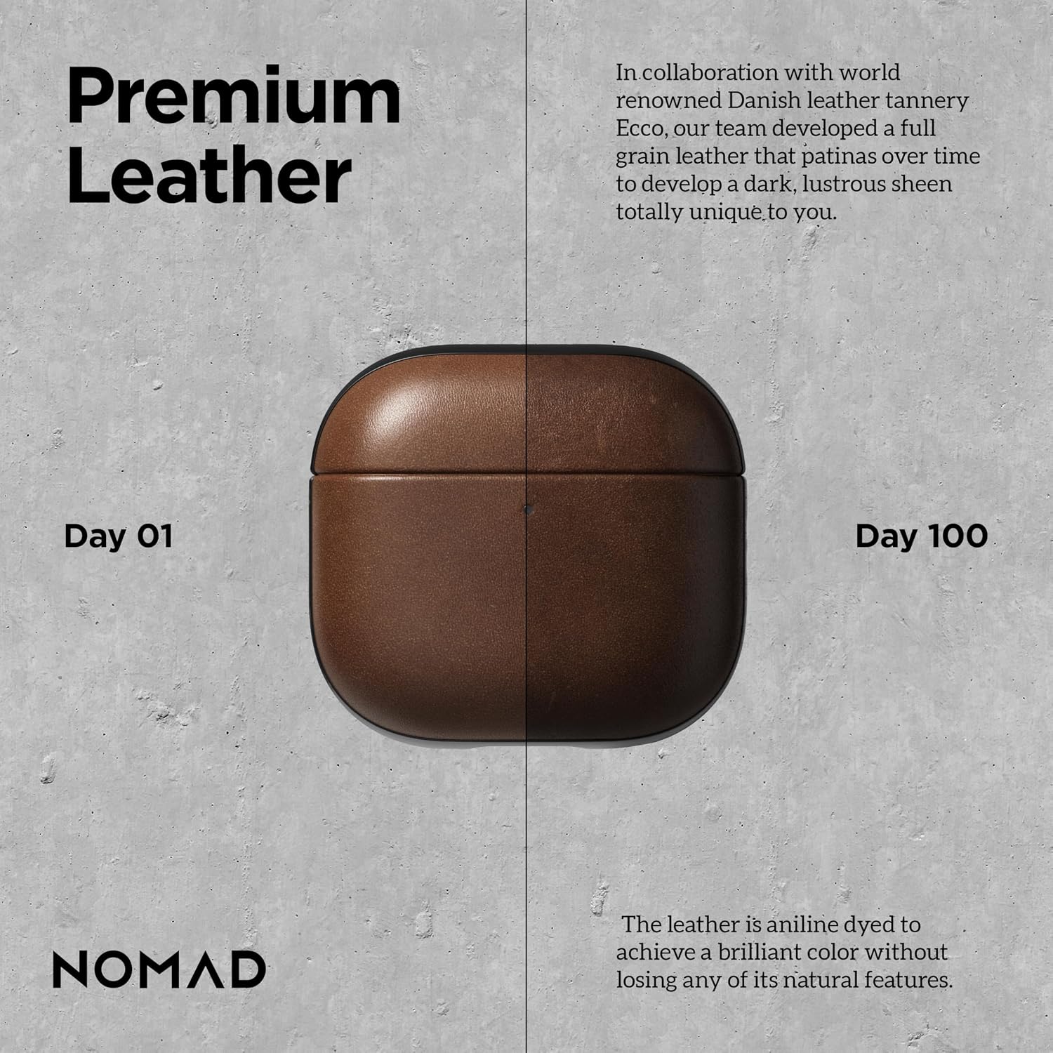 Nomad Airpods 4 Case in Brown Nomad Leather, AirPods 4 Cover, Compatible with Air Pods 4, Qi and MagSafe Charging Compatible image 3