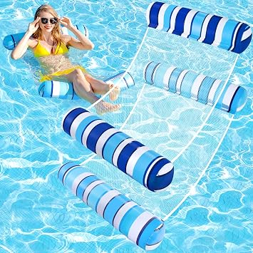 Pool Floats Adult, 2 Pack Inflatable Pool Floats, 4-in-1 Multi-Purpose Raft