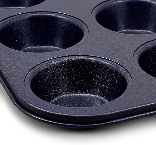 Miniatura 5 de Zyliss E980200 - Lata antiadherente para magdalenas de 12 agujeros, acero al carbono, azul oscuro, moldes para hornear, pudines de Yorkshire, mini