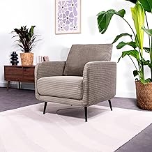 Emma Design Armchair Taupe Corduroy – Comfortable and Modern Seat – Ergonomic Seat for Living Room, Bedroom or Office – Stylish Contemporary Style 71 x 75 x 81 cm