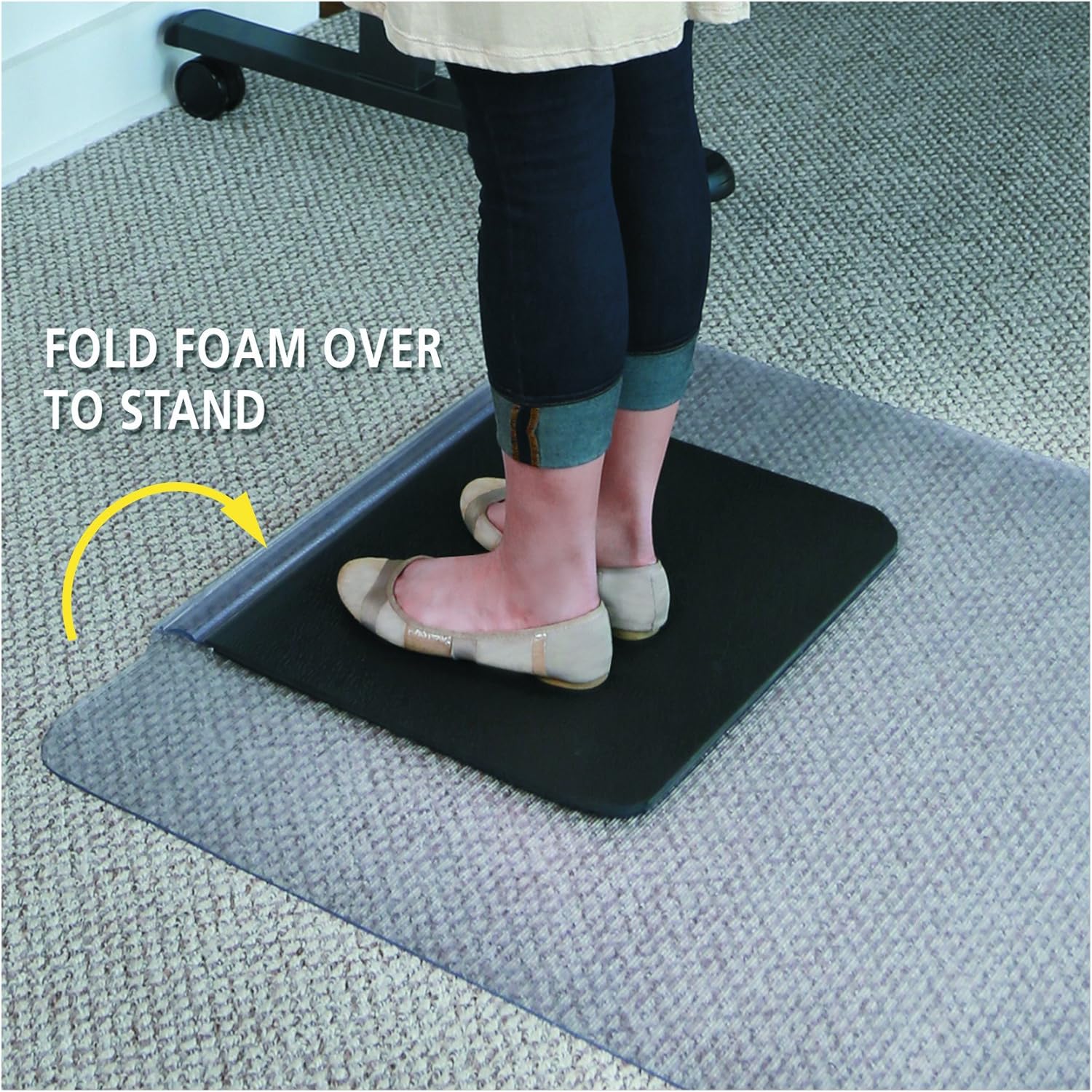 ES Robbins Sit Or Stand Mat for Carpet Or Hard Floors, 36 X 53 with Lip, Clear/Black