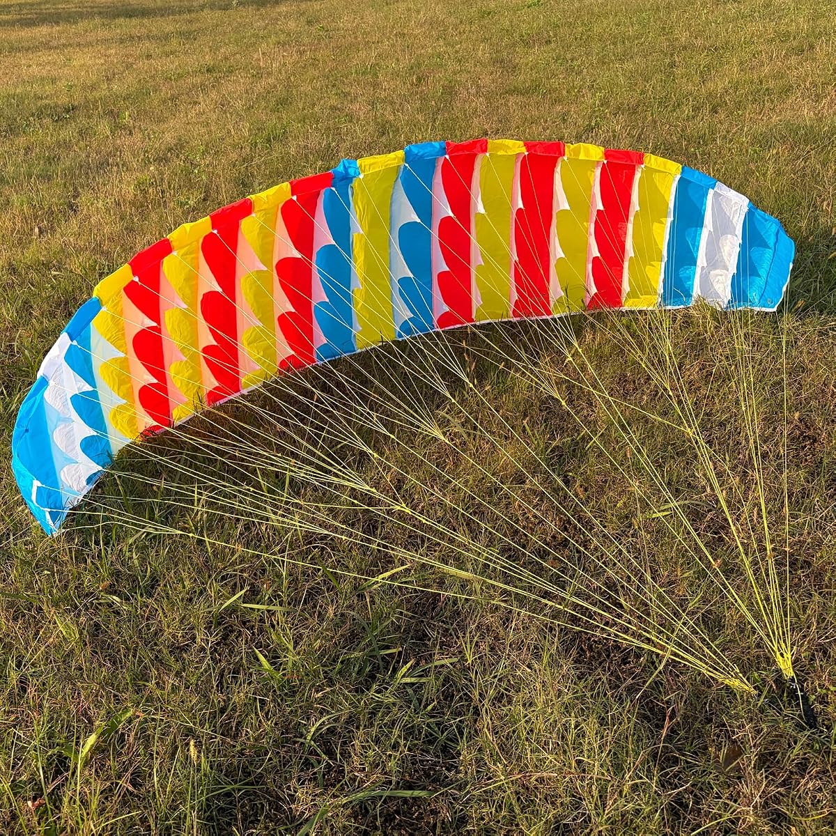 Toldo de parapente de una sola capa, 2,3 m de envergadura, rayas coloridas, tela para parapente RC, piezas de bricolaje para adultos en parapente RC(2,3 m)