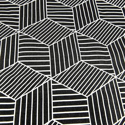 Miniatura 4 de Tela impresa de algodón de lino para decoración del hogar y manualidades por The Meter (patrón negro en estanterías)