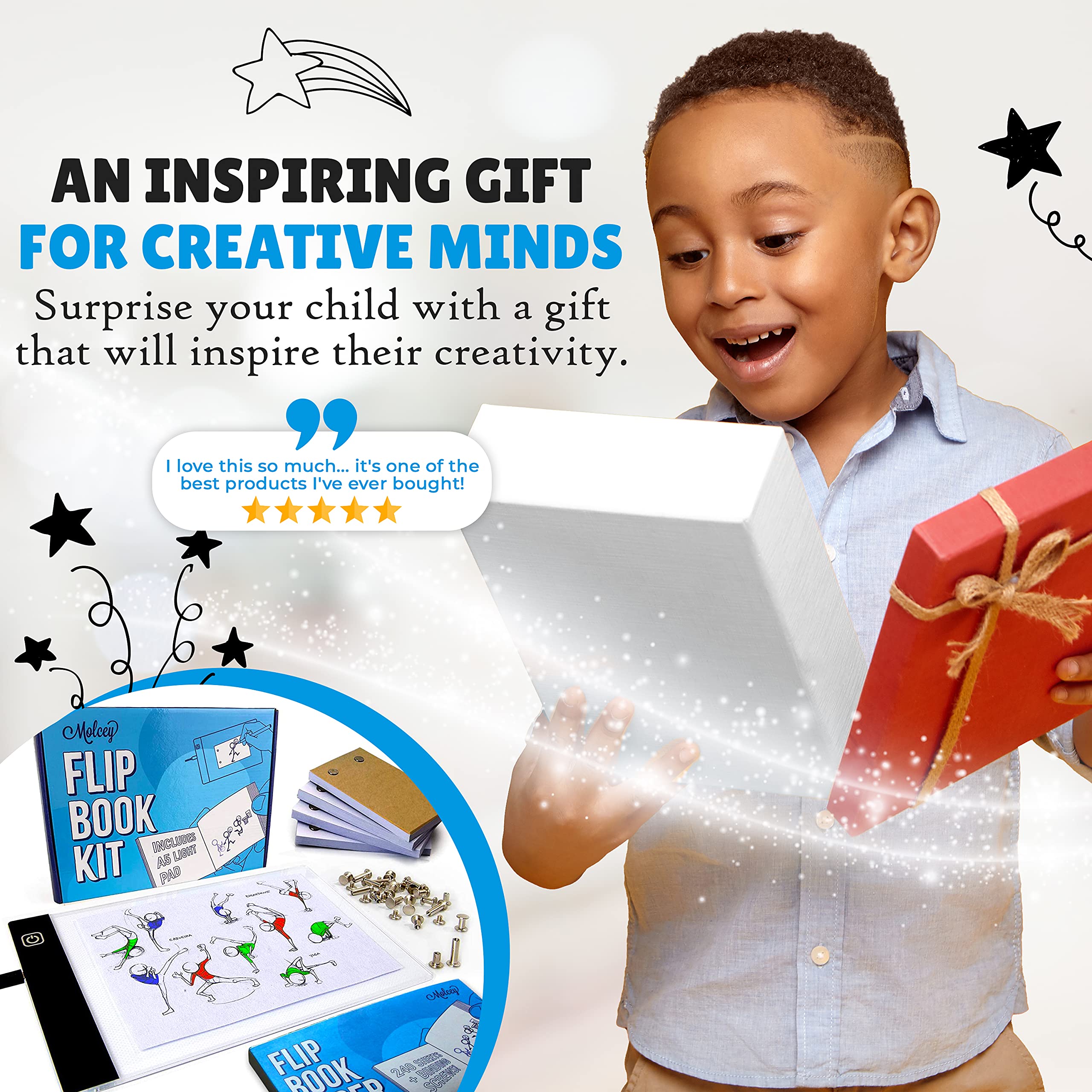 Flip Book Kit LED Lightbox for Drawing and Tracing & 240 Sheets