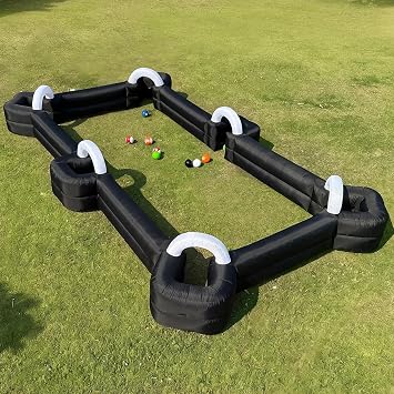OZIS Inflatable Soccer Pool Giant Table Football Pool Pitch Billiards Inflatable Football Billiard Ball Game with Blower & 16 Balls Durable Materials for Backyard Outdoors Indoor Sports GameBlack
