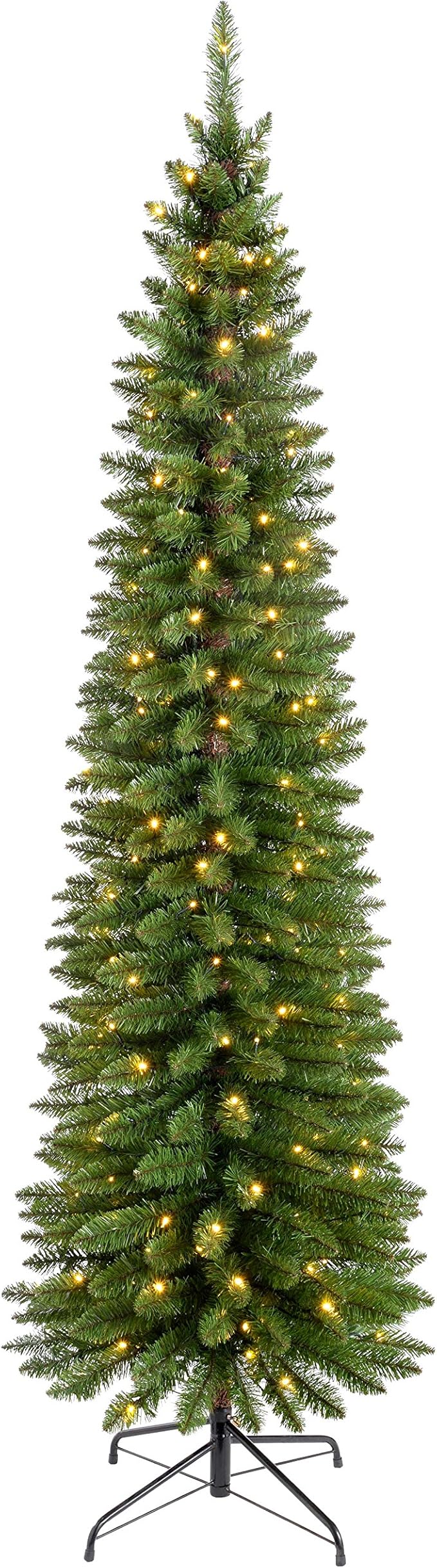 WeRChristmas PreLit Pencil Christmas Tree with 180 LED Lights, 6.5
