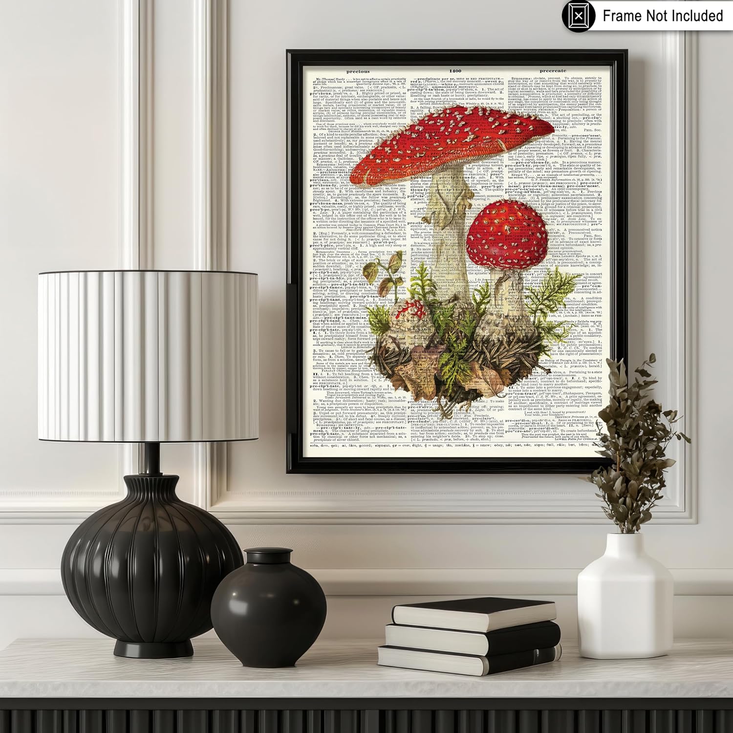 Poster Master Dictionary Art Poster - Retro Fly Agaric Mushroom Print - Botanical Mushroom Art - Gift for Men & Women - Chic Decor for Farmhouse, Kitchen or Living Room - 16x20 UNFRAMED Wall Art