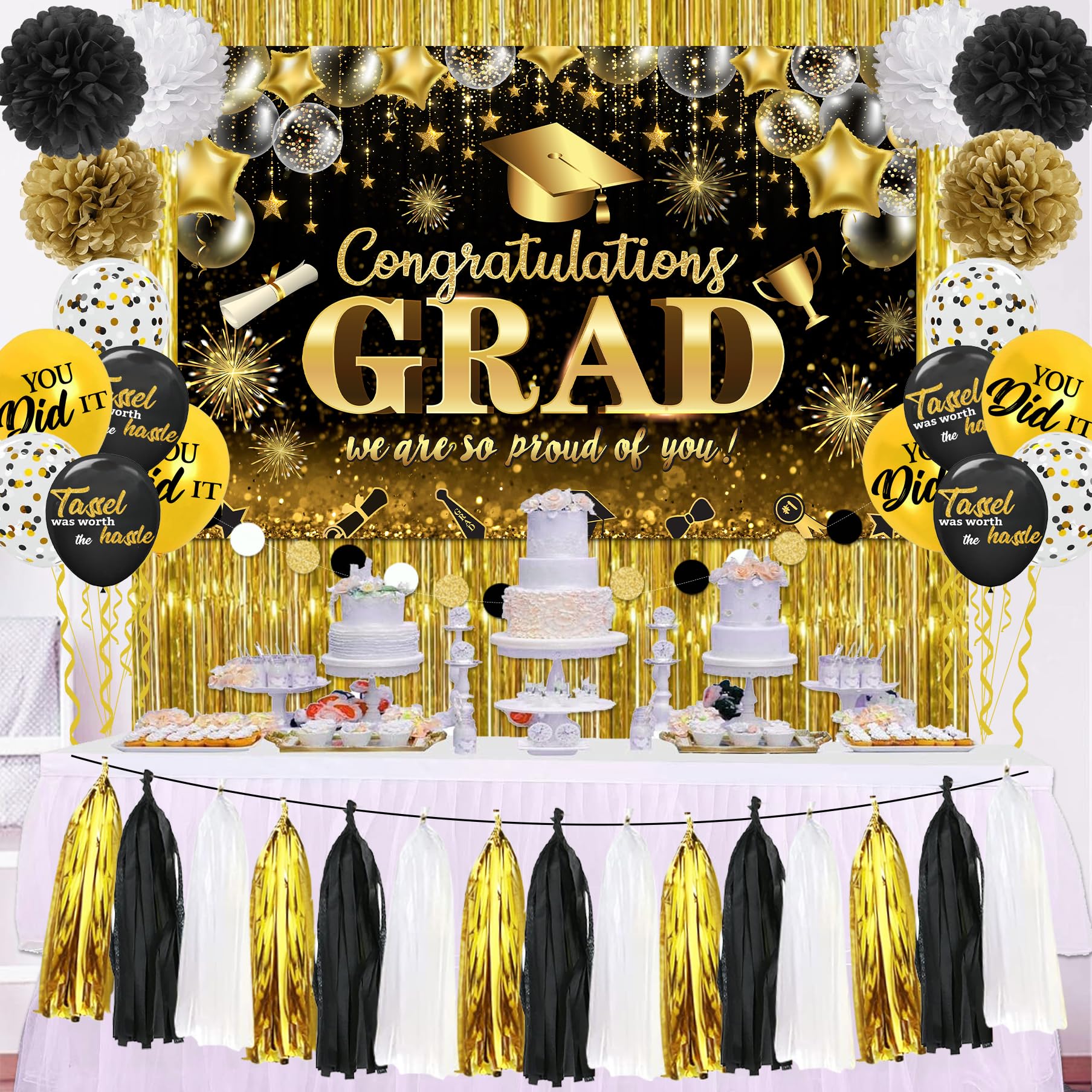 Chemie-Grad-Banner Aus Glitzer – Abschlussdeko Für Chemieingenieur Oder Wissenschaftsparty
