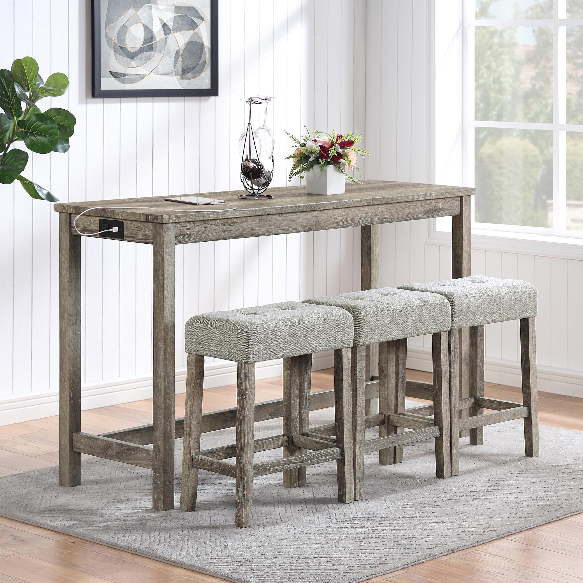 Amazon.com - Ball & Cast 4 Piece Industrial Wooden Kitchen Island Table ...