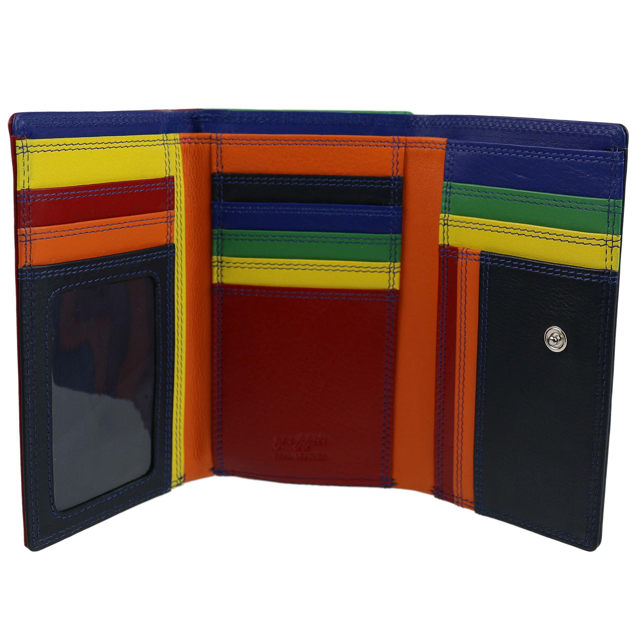 Golunski Ladies Tri-Fold Flap Over Tab Leather Purse Wallet Graffiti Gift Box (Midnight)