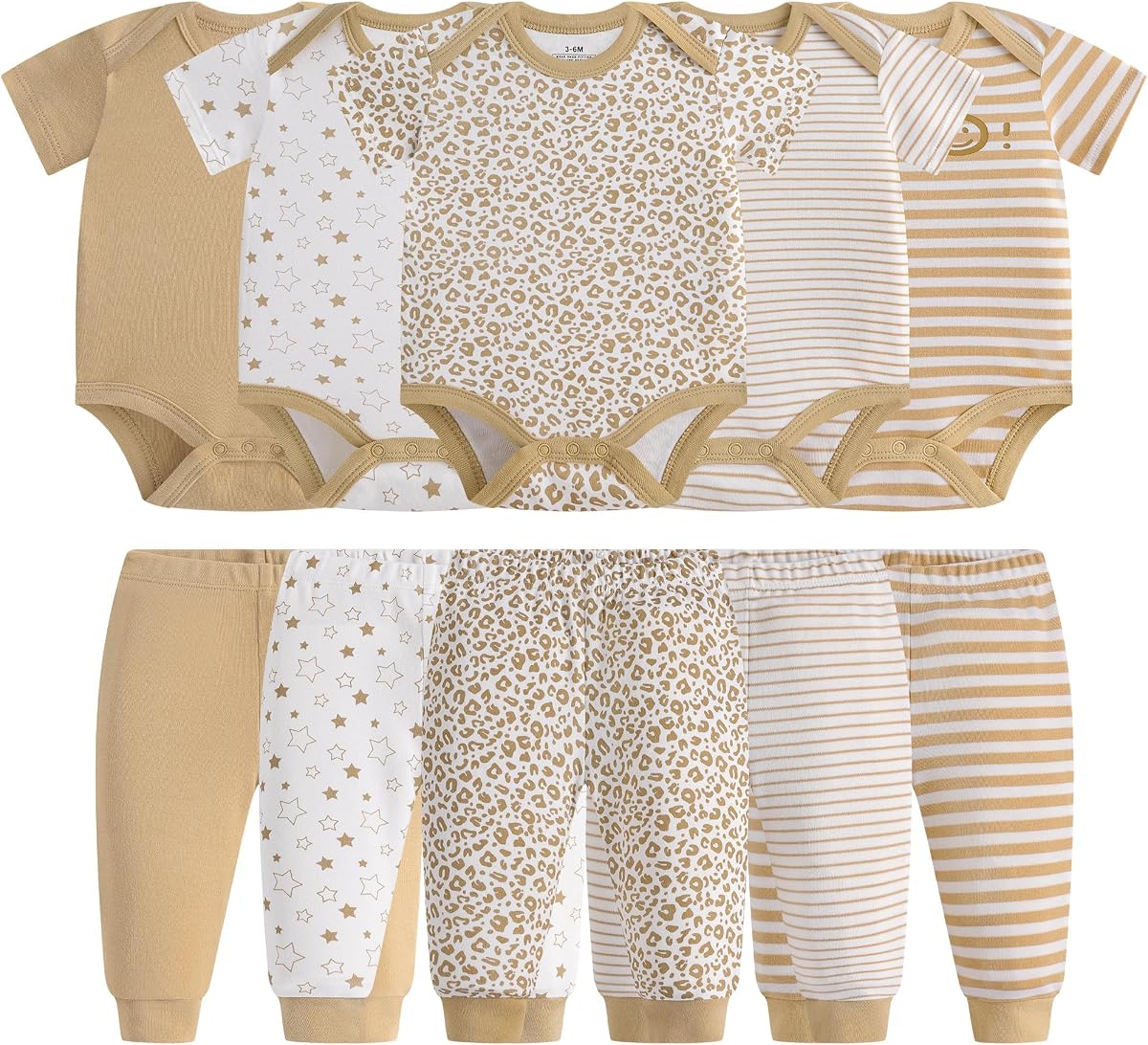 Conjuntos de ropa de 10 piezas para bebés recién nacidos, monos de algodón suave, conjuntos de pantalones para bebés, niños, niñas, niños pequeños, unisex