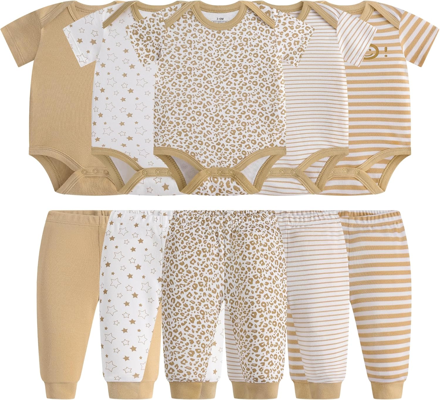 Baby Newborn Layette 10-Piece Sets Cotton Bodysuits Pants Sets for Baby Boys Girls Toddler Unisex Baby Gift Set