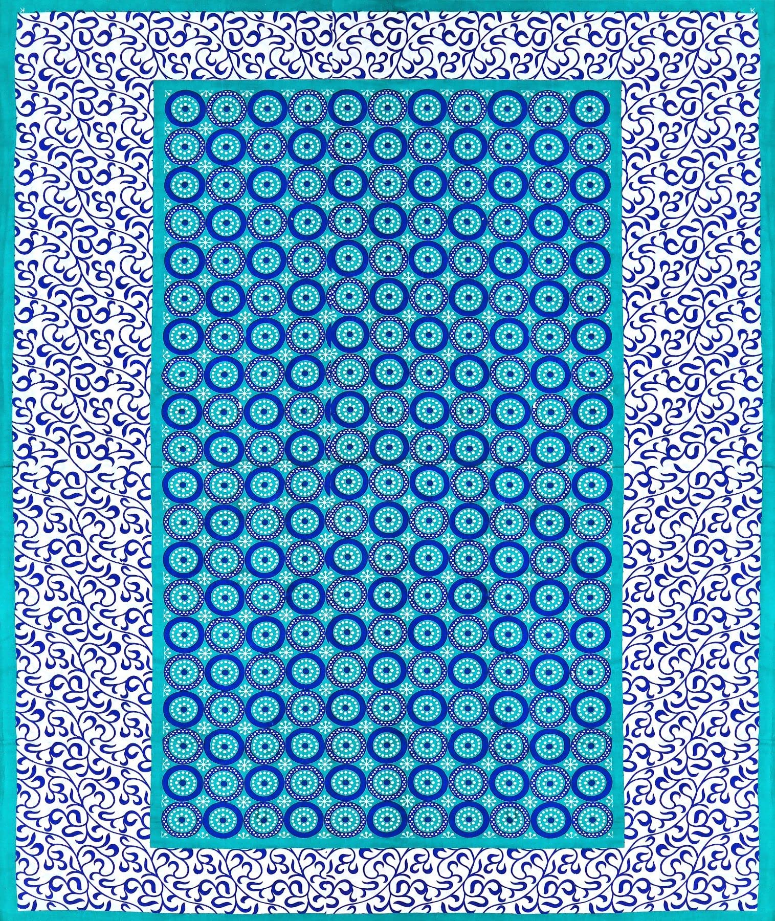 UniqChoice Turquoise Color Rajasthani Traditional Printed 120 TC 100% Cotton Double Bedsheet with 2 Pillow Cover,UCBD105 3