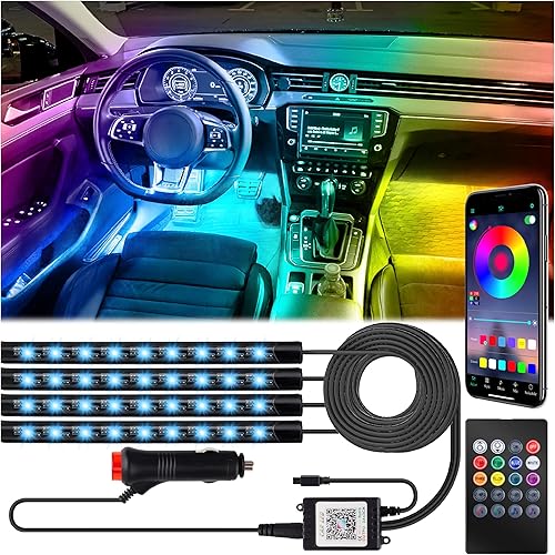 Miniatura 9 de Luces interiores de coche, tiras de luces LED de 5V con adaptador USB, kit de iluminación ambiental para coche, tiras de luces de cambio de color