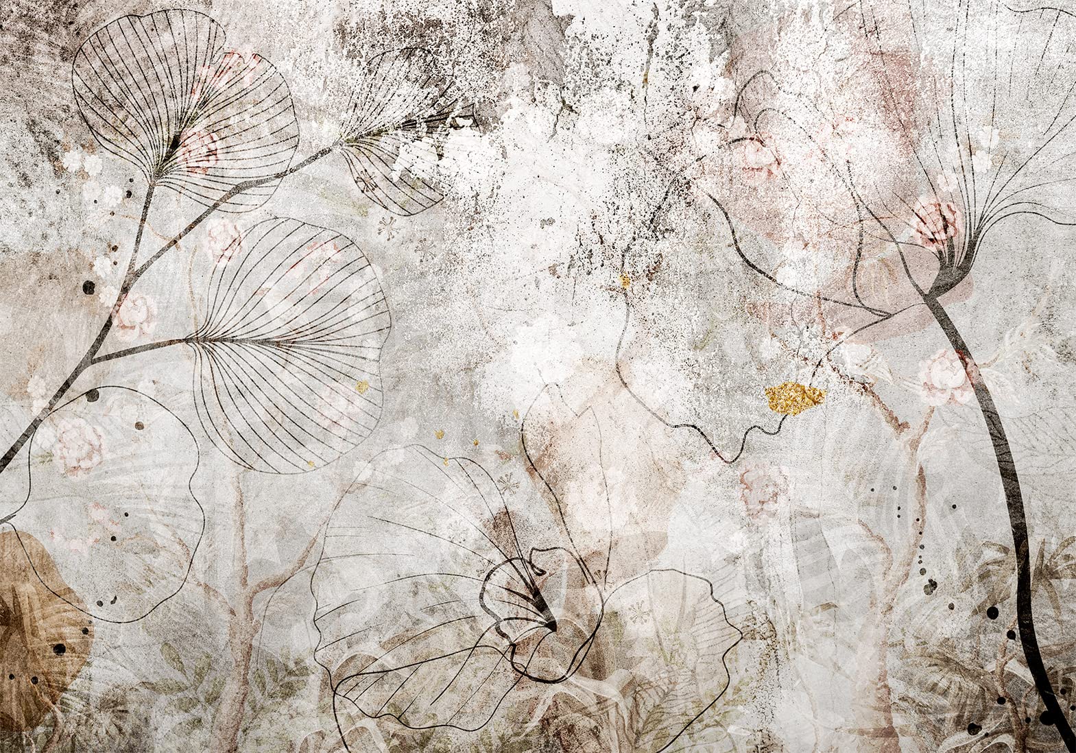 murando Fotomurales Hojas 350x256 cm Papel pintado tejido no tejido coración Pared corativos Murales morna Diseno Fotográfico Flores Naturaleza Aspecto concreto b-A-10395-a-a