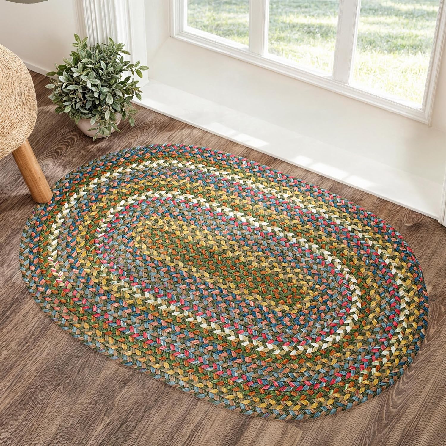 Calm Water CW65 Peridot 4' x 6' Oval - Braided Area Rug, Home Decor, Floor Mat or Bedroom Rug - Easy Care, Ideal for High Traffic Areas in Hallway and Living Room - Made in USA