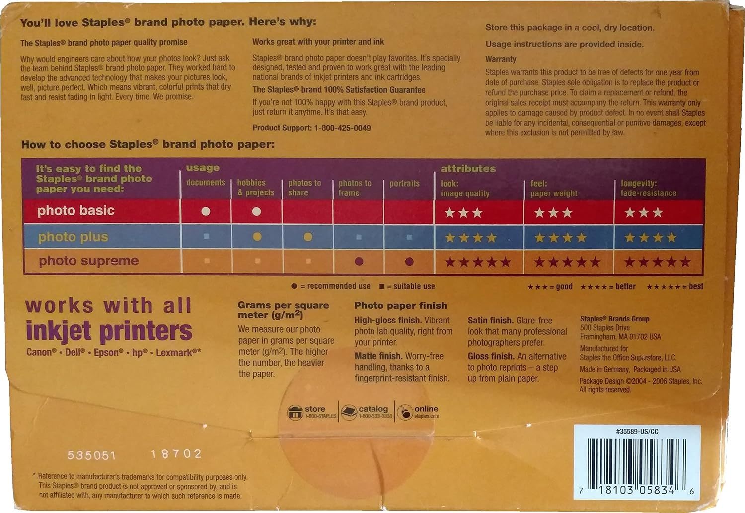 Staples Photo Supreme High Gloss Paper, 4 x 6 in, 200 Sheets, 72 lb - 10 mil