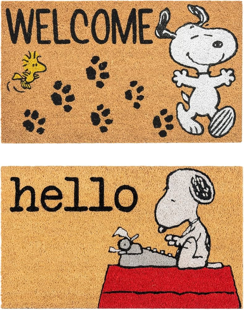 Amazon.com: Gertmenian Peanuts Snoopy Coir Doormat - 2x3 Welcome