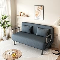 Vista 10 de BOJATU - Silla convertible de 39.4 pulgadas, sofá cama de tres pliegues con respaldo ajustable, diván de ocio con marco de acero resistente