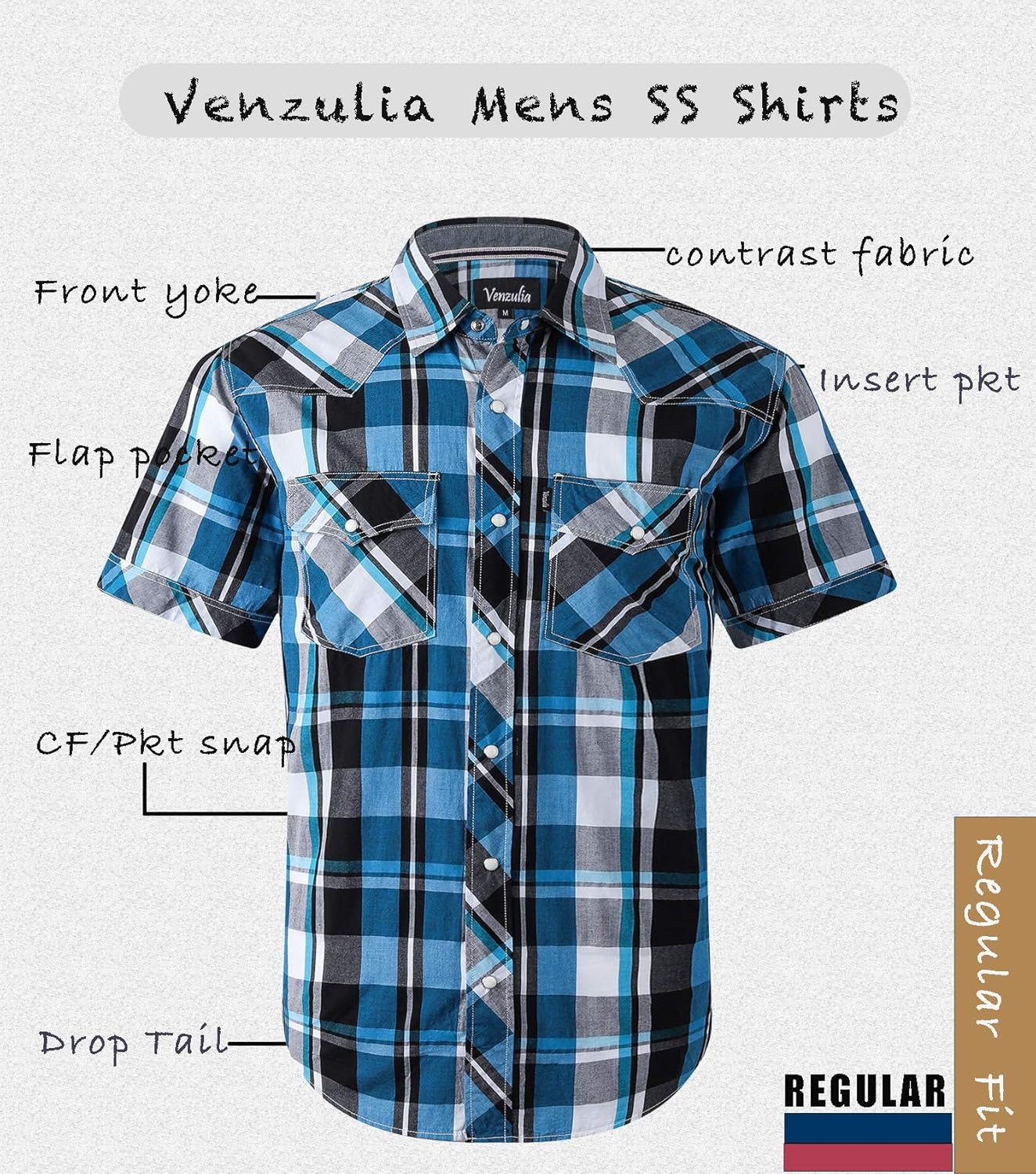 Men's Western Snap Casual Shirt Two Pocket Short Sleeve Shirt - Image 3