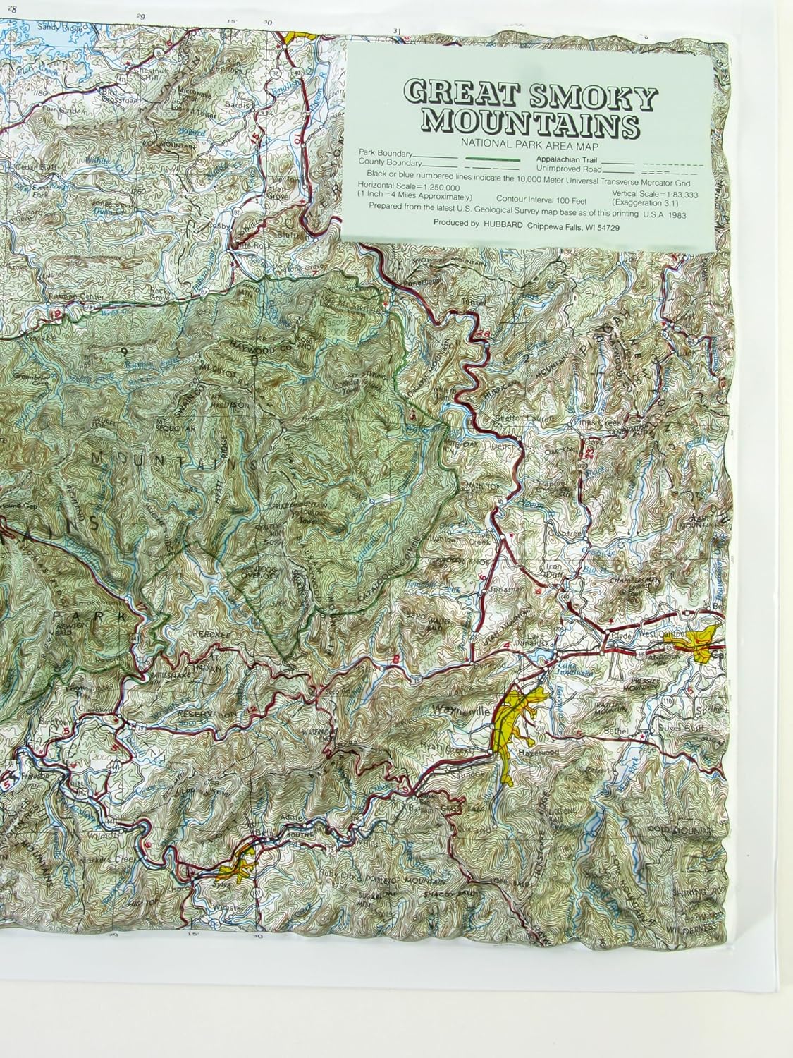 Hubbard Scientific 3D Great Smoky Mountains Map | A True Raised Relief Map - You Can Feel the Terrain | Vacuum-formed Molded | 18.5″ x 12.5″ | Detailed Topography