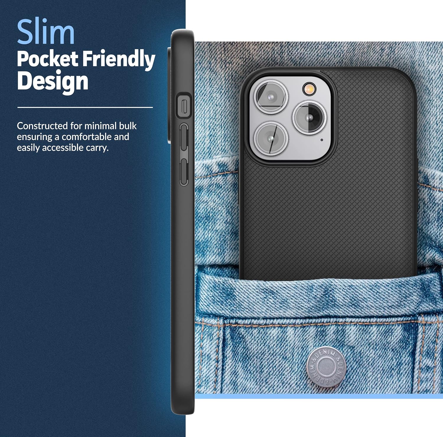 Encased Thin Armor Designed for iPhone 14 PRO Belt Clip Case, Slim Fit Phone Case with Holster (Matte Black) - Image 9