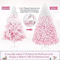 Vista 145 de Yaheetech Árbol de Navidad artificial preiluminado de 4.5 pies con luces blancas cálidas incandescentes, árbol de Navidad preiluminado completo