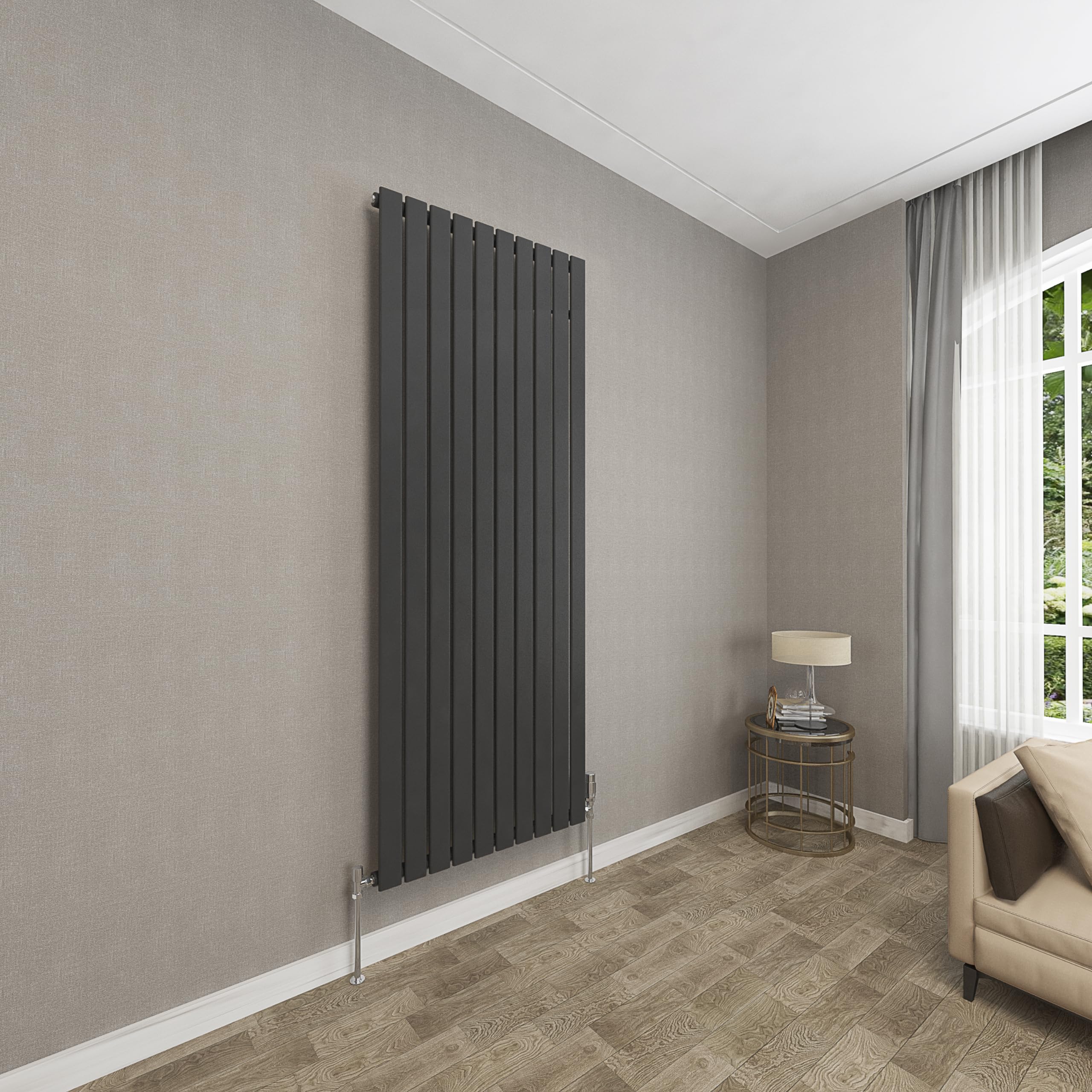 Sky bathroom | 1800x680mm Vertical Designer Radiators Black Flat Panel Single Panel Central Heating Radiator