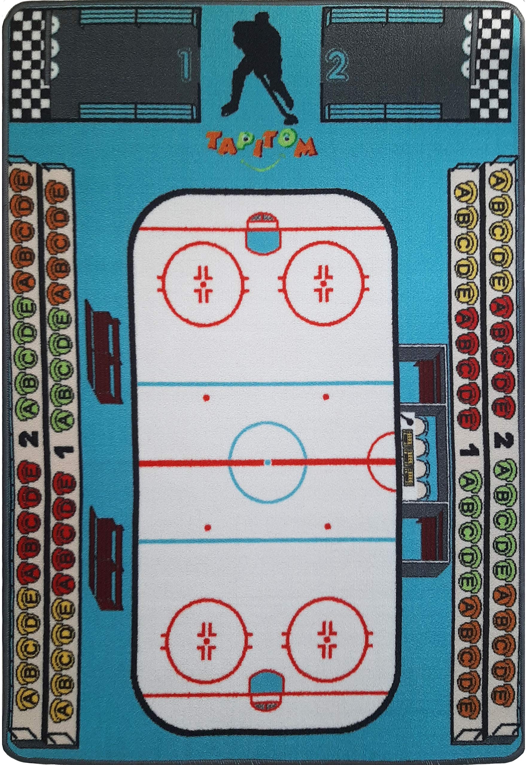 Tappeto da hockey per bambini - 95 x 133 cm | Tappetini da gioco per pista di pattinaggio | Tappetino per bambini Universo hockey su ghiaccio | Antiscivolo, orlo | Norme CE