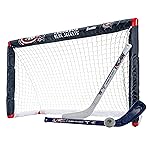 Franklin Sports Columbus Blue Jackets Mini Hockey Set - Knee Hockey Goal, Ball, & 2 Hockey Stick Combo Set - Mini Goal Net - NHL Official Hockey Set , 28 x 20 x 12
