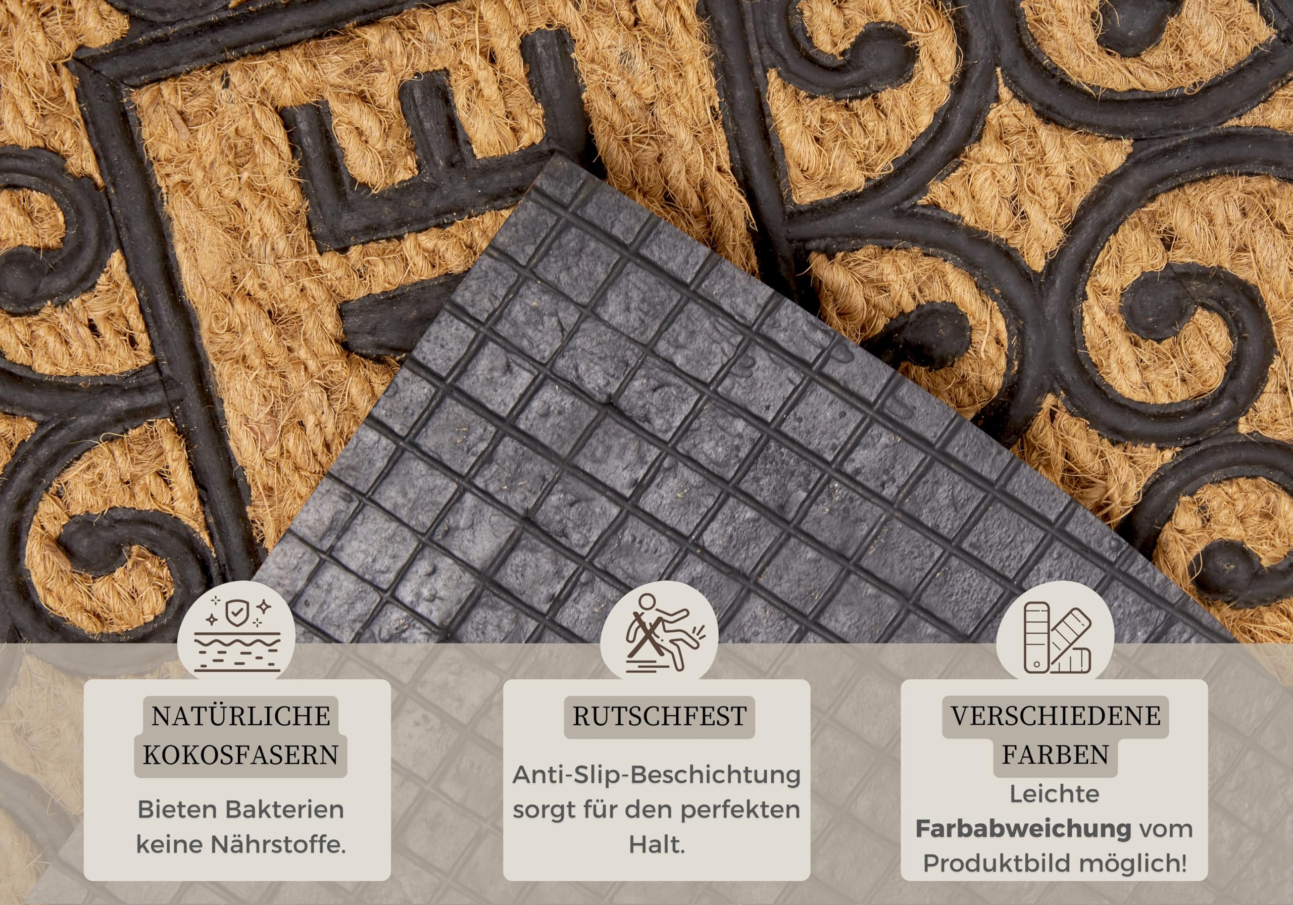 Hanse Home Kokosdeurmat voor binnen en buiten, 45 x 75 cm, kokosmat
