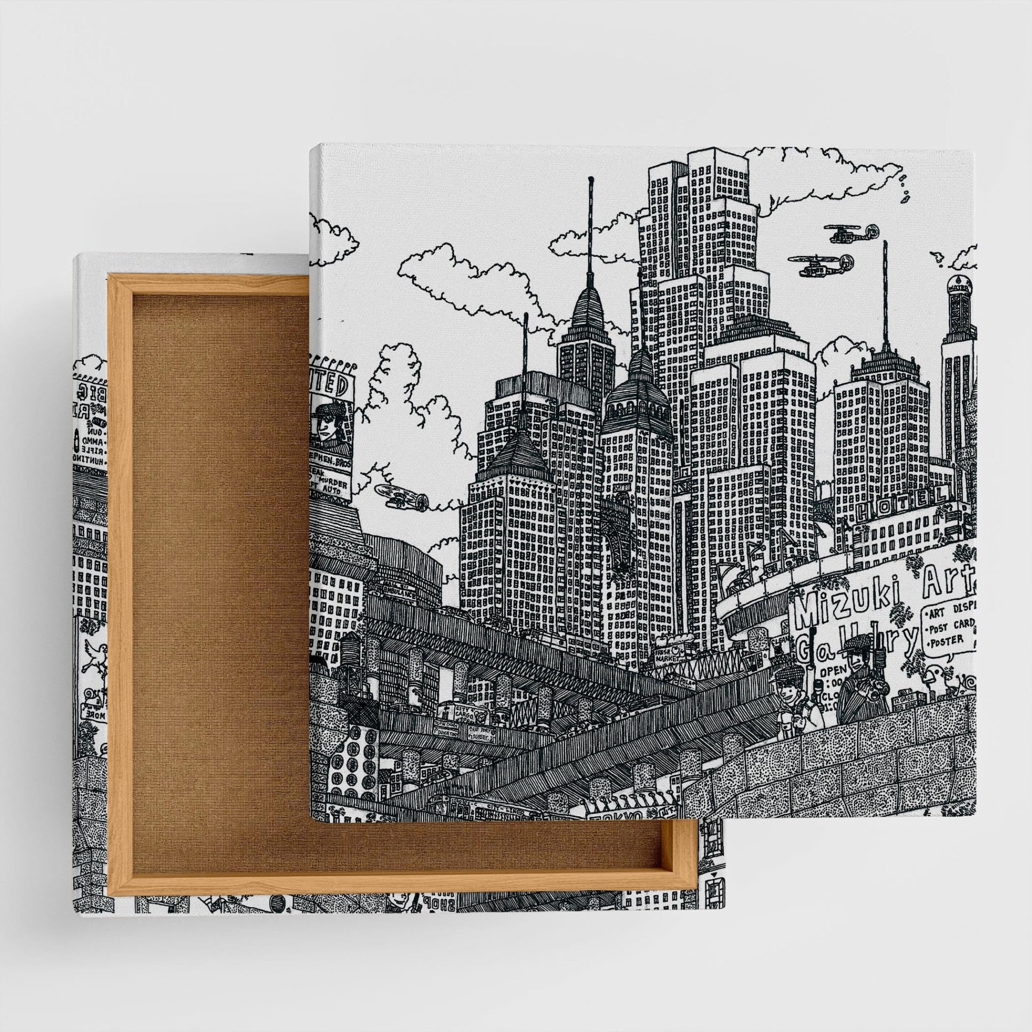 Amazon.co.jp: 街並み モノクロ アートパネル 57cm × 57cm Lサイズ