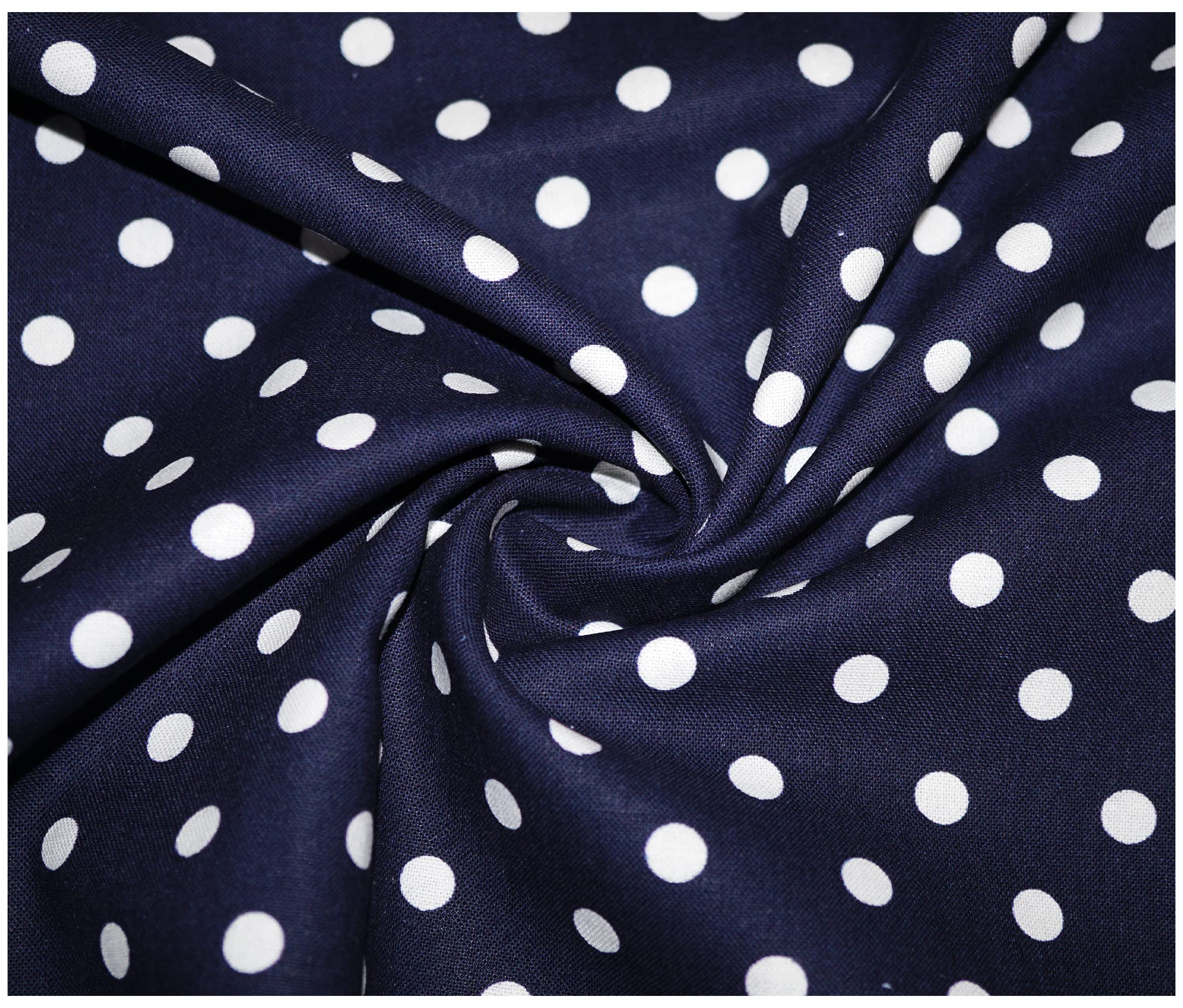 100% Cotton 8mm Small Polka Dot Spot Dotty Poplin Fabric Sewing Arts & Crafts Dressmaking in 13 Colours (3 Metre (300 x 140cm), Navy)