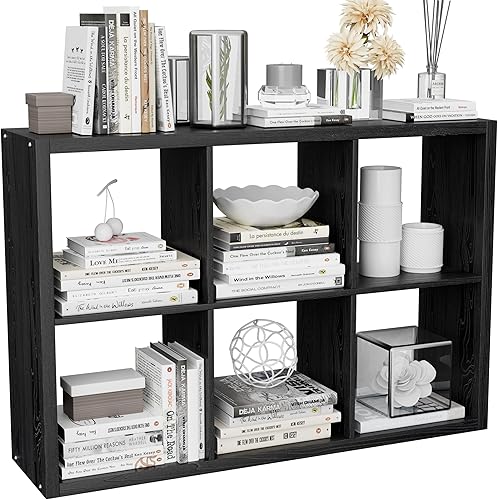 Miniatura 19 de Estantería organizadora de almacenamiento en forma de cubos, estantería decorativa de 3 niveles con respaldo abierto de 11 pulgadas con borde Roble