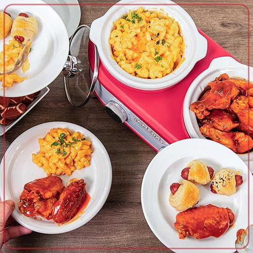 Miniatura 6 de Nostalgia Game Day - Olla de cocción lenta de 2.5 cuartos de galón con tapa y cucharón, diseño similar a un barril, cocina alitas de pollo,