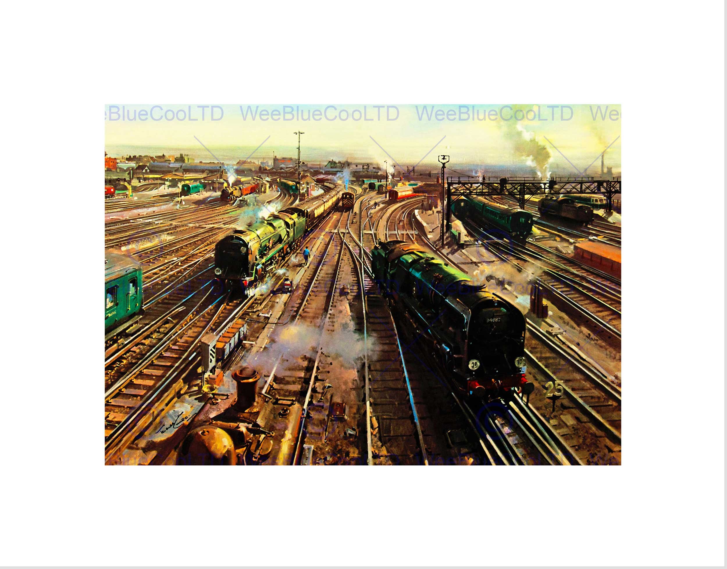 Wee Blue Coo Painting Industrial Landscape Clapham Junction Station UK Wall Art Print
