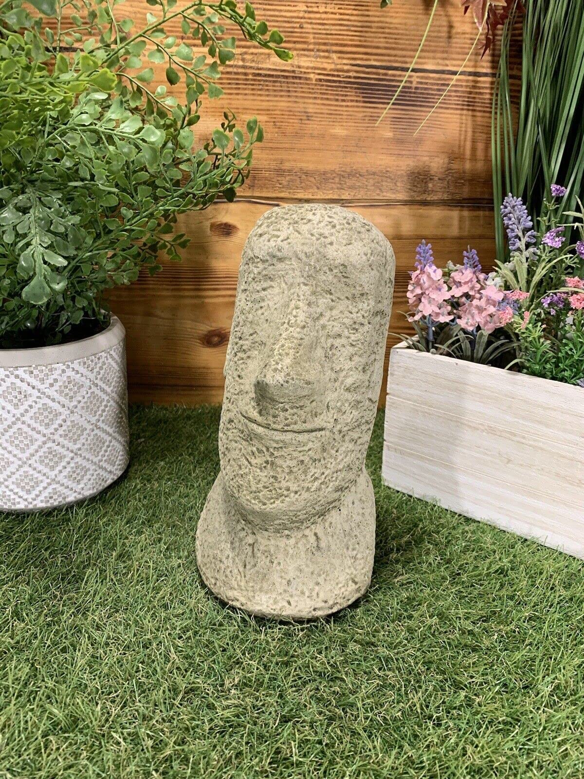 J And L Stone Ornaments Stone Garden Easter Island Head / Moai / Tiki Concrete Ornament