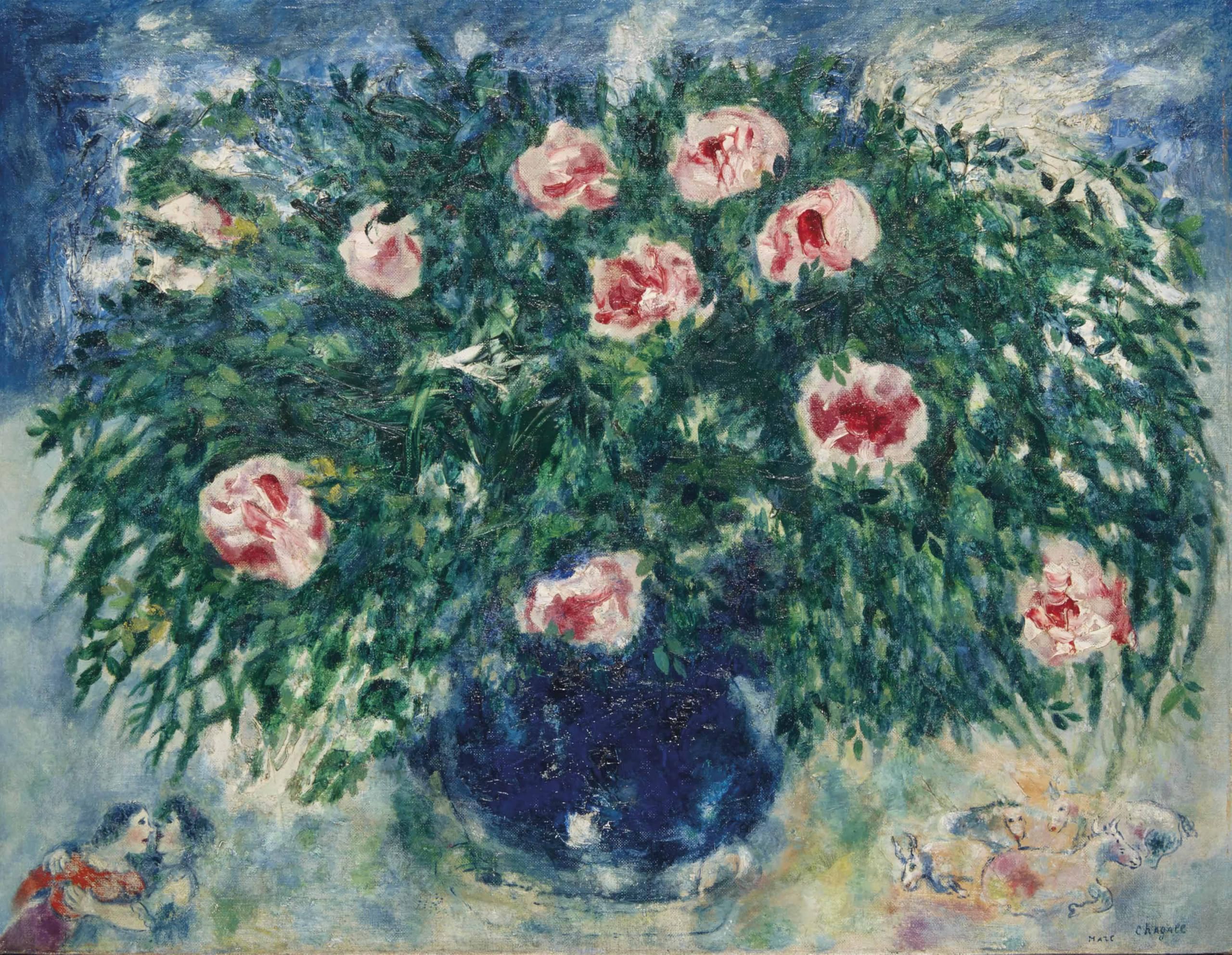 Waeta Rnvzx Marc Chagall Roses in Vase Poster Abstract Canvas Wall Art Marc Chagall Prints Marc Chagall Painting For Modern Home Decor Pictures 50X70cm No Frame