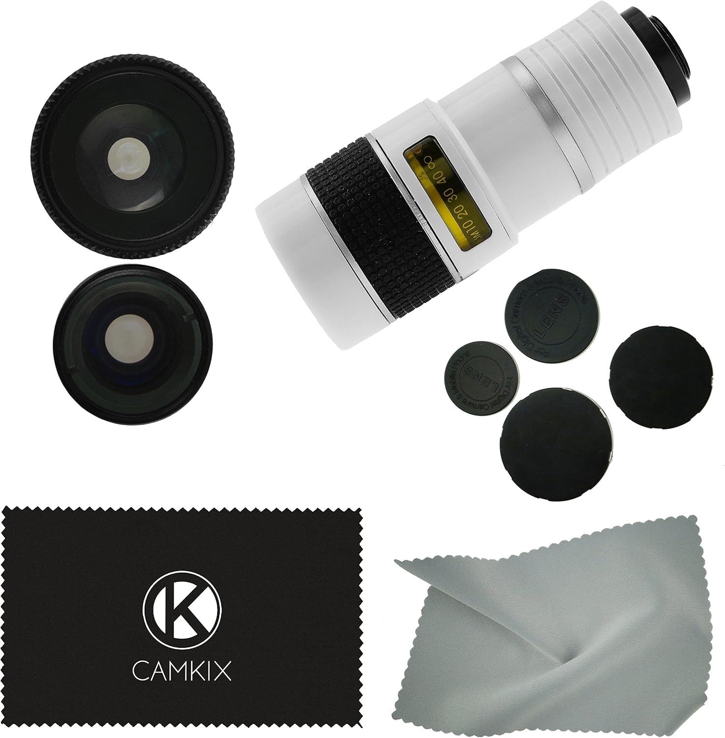 CamKix Camera Lens Kit Compatible with Apple iPhone 6 Plus / 6S Plus Including an 8X Telephoto Lens/Fisheye Lens / 2in1 Macro and Wide Angle Lens/Tripod/Holder/Case/Velvet Bag/Cloth