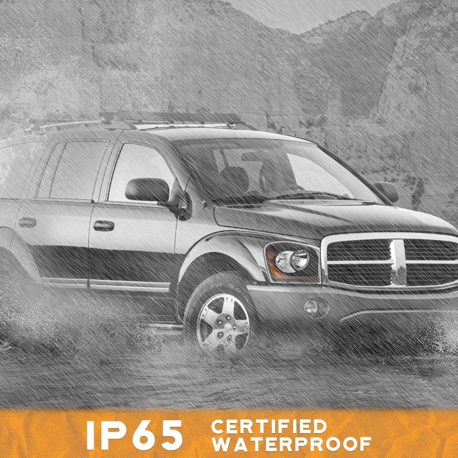 WEELMOTO Headlights for 2004-2005 Dodge Durango Headlight Assembly Pair for 04-05 Durango Replacement Clear Lens Black Housing Amber Reflector Fit 4-Door Sport Utility