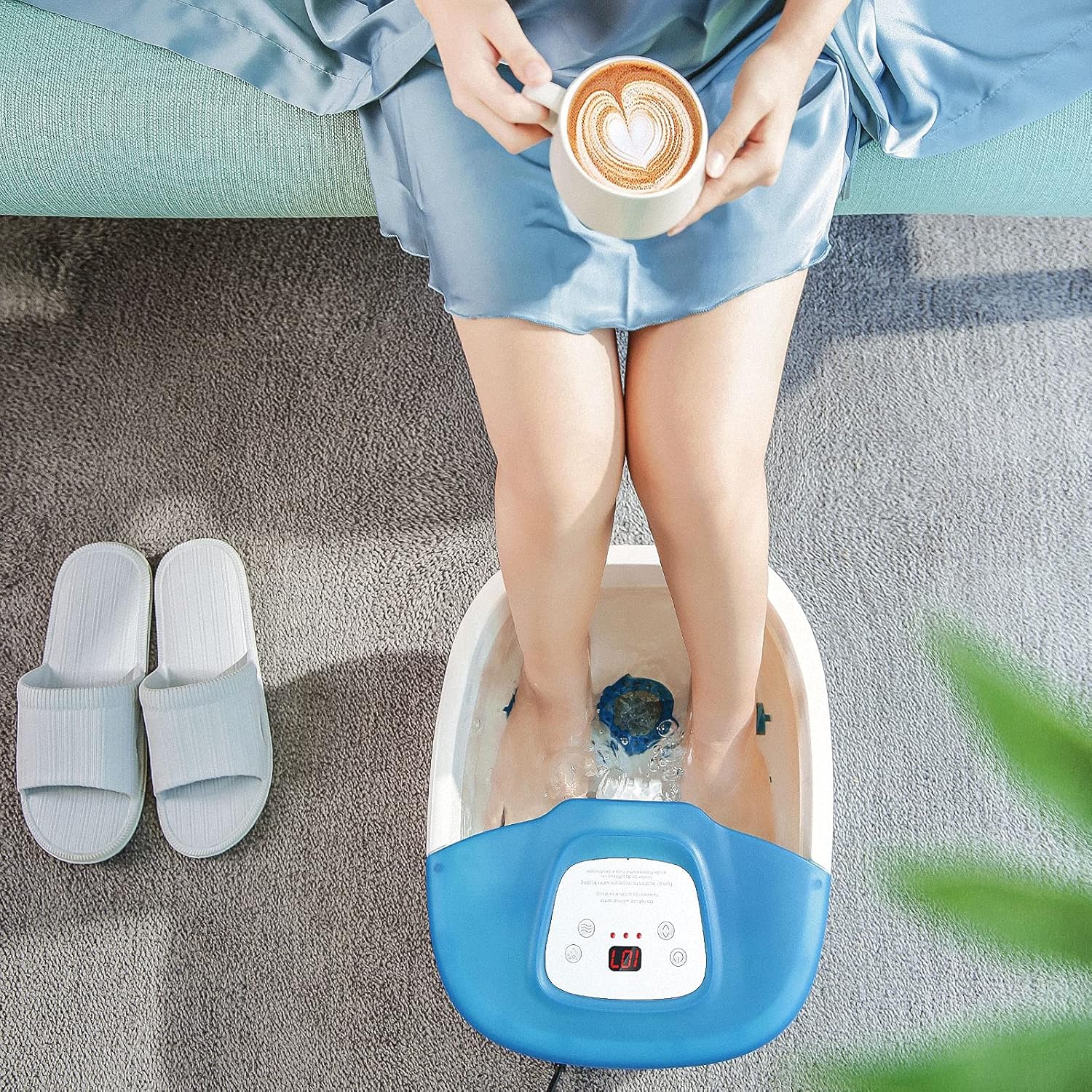 Foot Spa Bath Massager with Fast Heating and Rich Bubbles, Foot Bath with Pedicure Grinding Stone, 16 Detachable Massage Rollers and Digital Temperature Control Panel for Home Use : Beauty & Personal Care