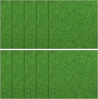 10 Pcs Artificial Grass Fake Grass Decor for Crafts Miniature Fake Garden Grasses Faux Turf Squares 6 X 6 Inches for Outdoor Decor Dollhouse DIY Ornament